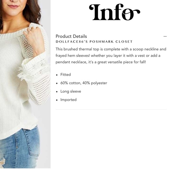 Alter’d State Thermal & Knit Fringe Sleeve Top - Picture 3 of 11